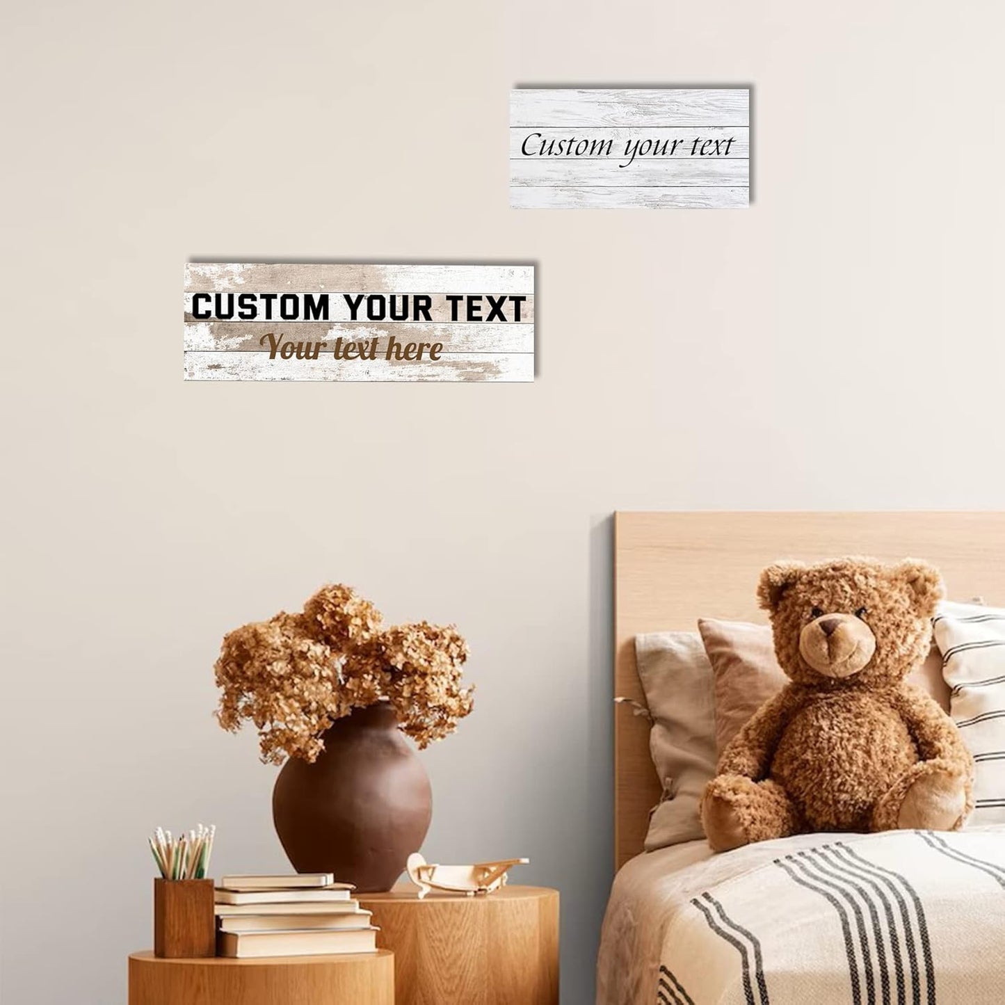 LZIMU Custom Text Signs Wall Decor Personalized Canvas Quote Family Sign Wall Art Wood Background Rustic Farmhouse Decor Framed (7"x21")
