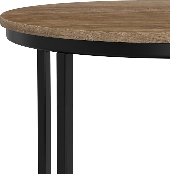 SIMPLIHOME Jenna Industrial 18 inch Wide Metal Round Accent Side Table in Warm Grey for the Living Room and Bedroom
