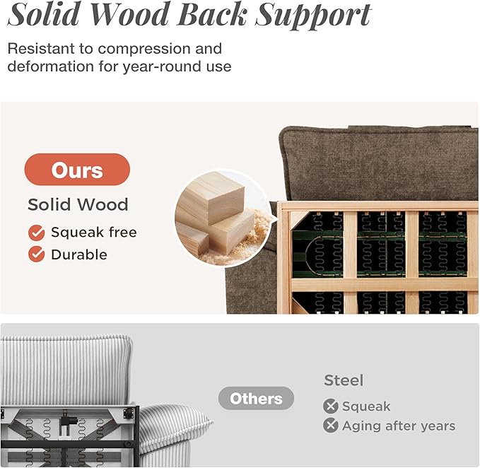 53.5" Modular Sectional Single Sofa, Soft Plush Chenille Armchair with Comfortable Deep Seat & Removable Arms for Living Room，Taupe