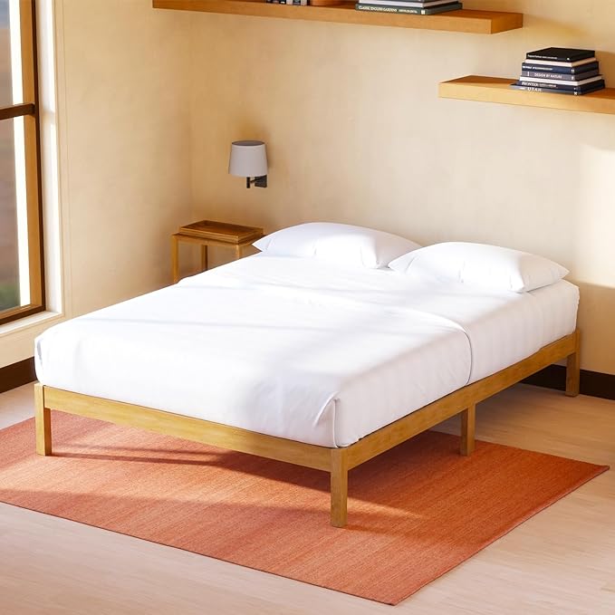LIFEMENT Classic Wood Platform Bed Frame, Essential, Noise Free, Under Bed Storage, No Box Spring Needed, Easy Assembly (Natural, King (U.S. Standard))