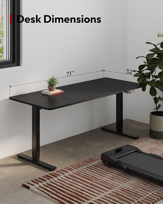 SANODESK Standing Desk Height Adjustable Electric Stand up Desk 71x32 Inches Sit Stand Home Office Desk with Splice Board, Black Frame/Black Top