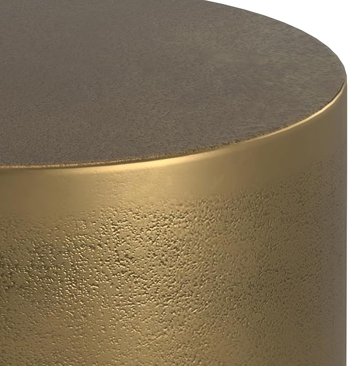 SIMPLIHOME Cody Metal Side Table in Antique Brass/Bronze, 16-inch Round, 18-inch Tall, Cast Aluminum Accent Table for Living Room, Bedroom, Office
