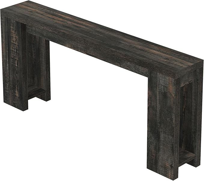 Tribesigns 70.9-Inch Long Console Table, Farmhouse Wooden Entryway Sofa Table Behind Couch, Narrow Entry Console for Living Room, Hallway, Entrance, Foyer, Black