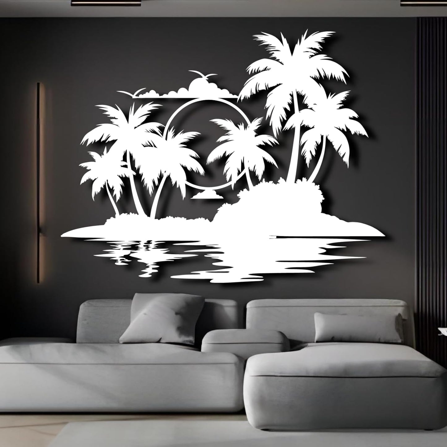 Palm Tree Metal Wall Decor,Palm Tree Metal Wall Art,Metal Palm Tree,Metal Palm Tree Wall Decor,Tropical Metal Wall Art,Beach Wall Decort,Metal Wall Decor (style 2,white,31 L" x 25 W" / 80 x 63 cm)