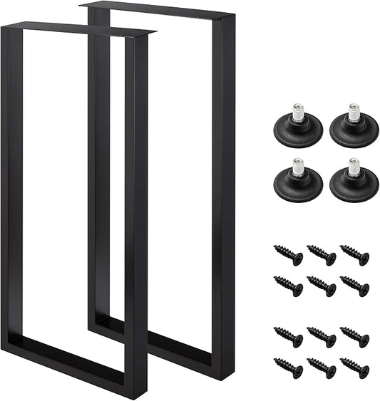 40 Inch Bar Table Legs for Desk, Dining Table with Adjustable Feet Pads,Home DIY Furniture Legs，Black Set of 2.