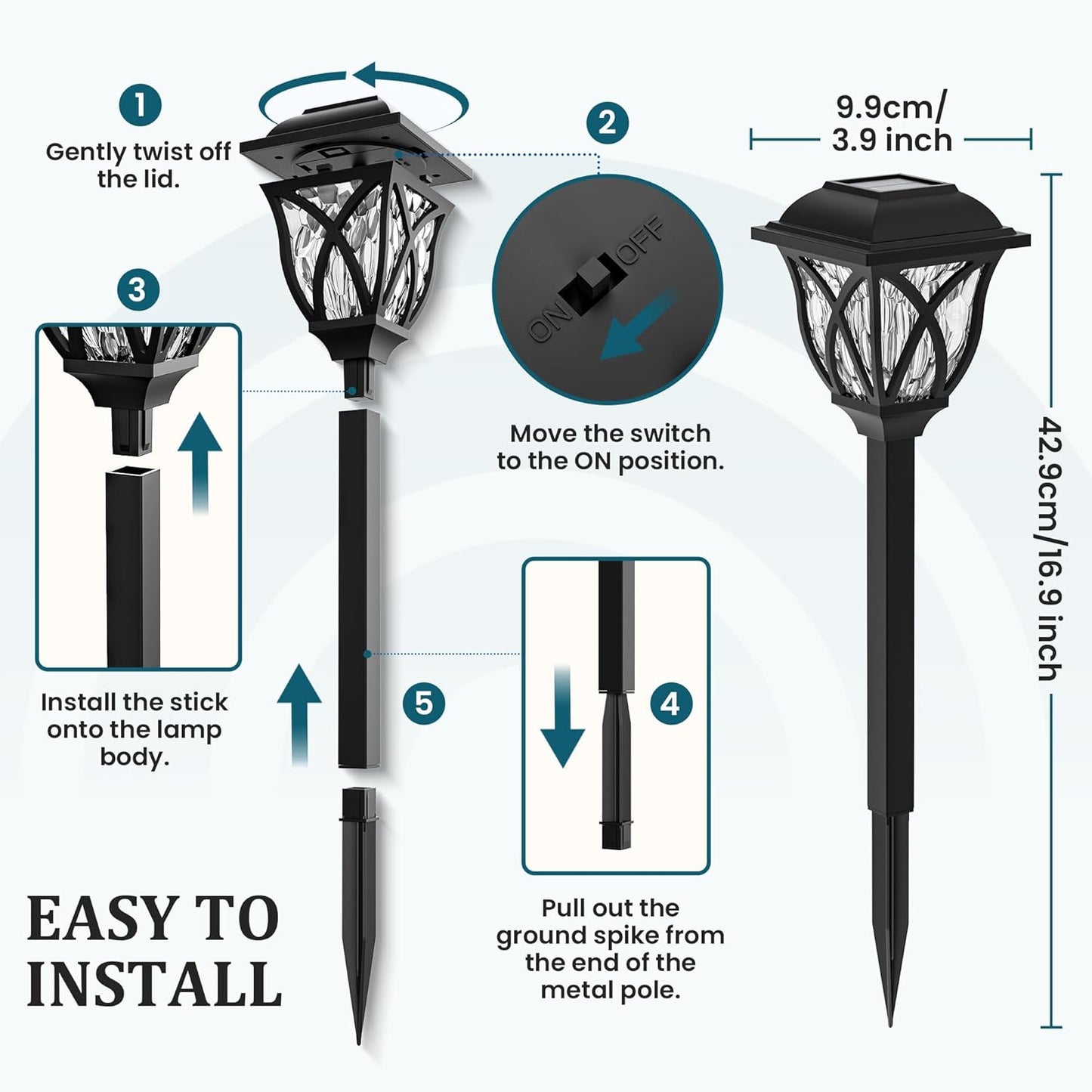GIGALUMI Solar Lights Outdoor Waterproof, 8 Pack LED Solar Garden Lights, Outdoor Decorations, Garden Decor for Yard, Patio, Landscape, Planter, Walkway (Cold White)