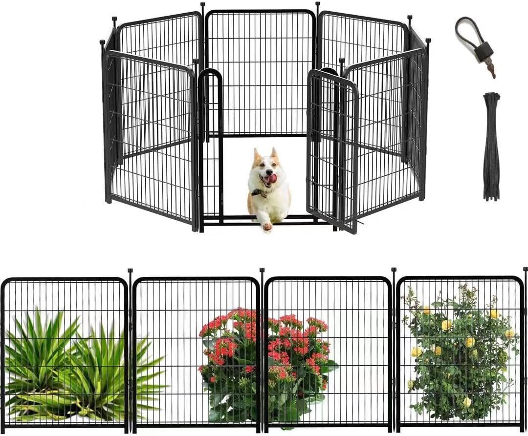 Playpen 36 inch High, Gate 17.7 inches Wide with Low Sills Pen, 8 Panels Total 17.7 Ft(L) Garden Fence for Dogs, Dog Play Pen Indoor or Outdoor,Rabbit Playpen,Dog Fence Outdoor for Yard