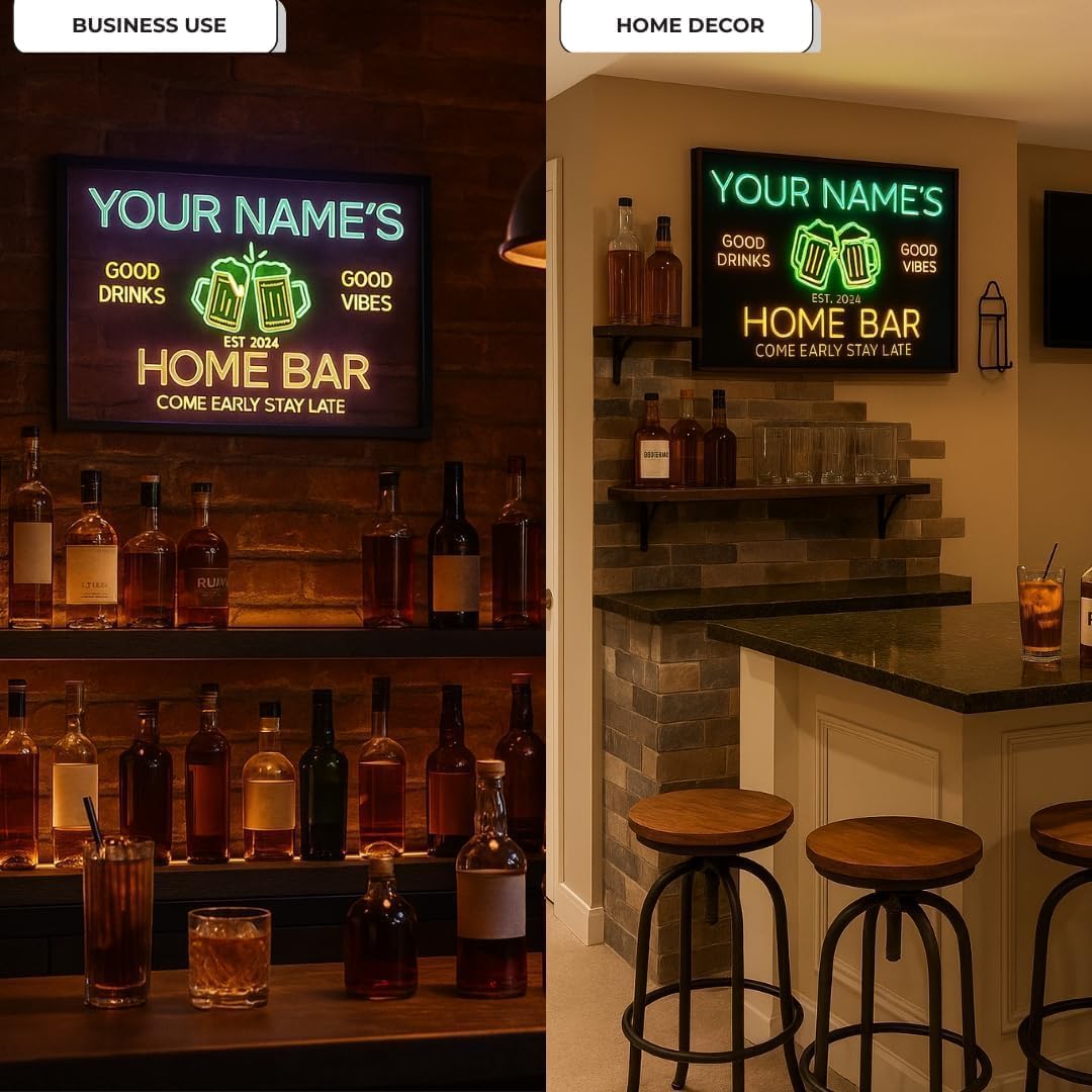 Personalized Pool & Bar Neon Sign, Custom LED Light with Name and Address, Outdoor Patio Decor, Tiki Bar or Backyard Pool Gift for Party Lovers