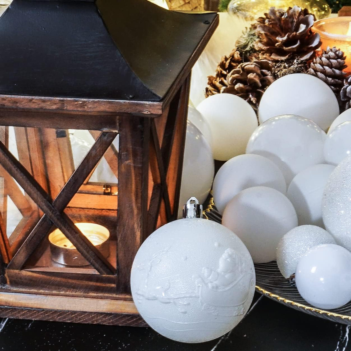 Christmas Ball Ornaments for Christmas Decorations - 41 Pieces Xmas Tree White Shatterproof Ball Ornaments with Hanging Loop for Holiday and Party Decoration