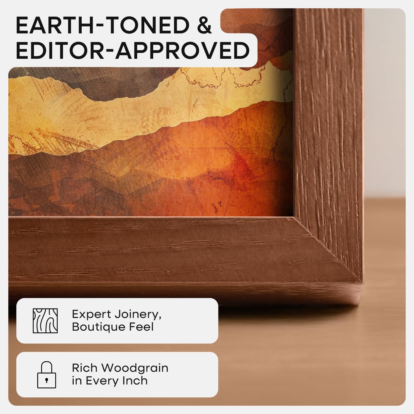 Homeforia 24x24 Picture Frame Brown, High End Dark Oak 24 x 24 Square Wood Frame with Mat 20 x 20 for Photo, 24by24 Wooden Walnut Poster Frame Matted to 20x20 Print, Tempered Glass, Wall Kit, Set of 1