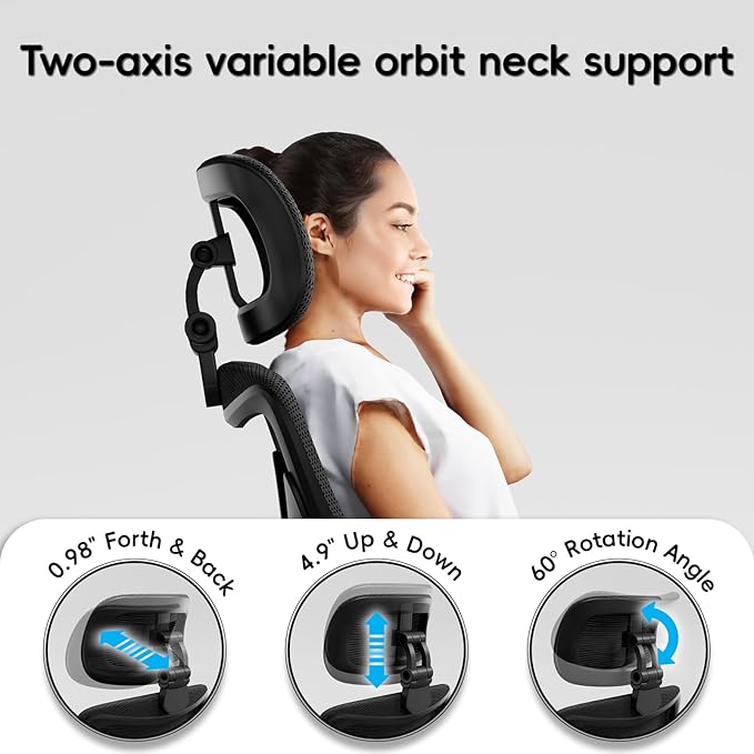 Ergonomic Office Chair-Computer X-Shaped Chair Mesh PU Leather with Adjustable Lumbar Support-Executive Desk Chair High Back with Headrest Flip-Up Arms for Long Hours (Black)