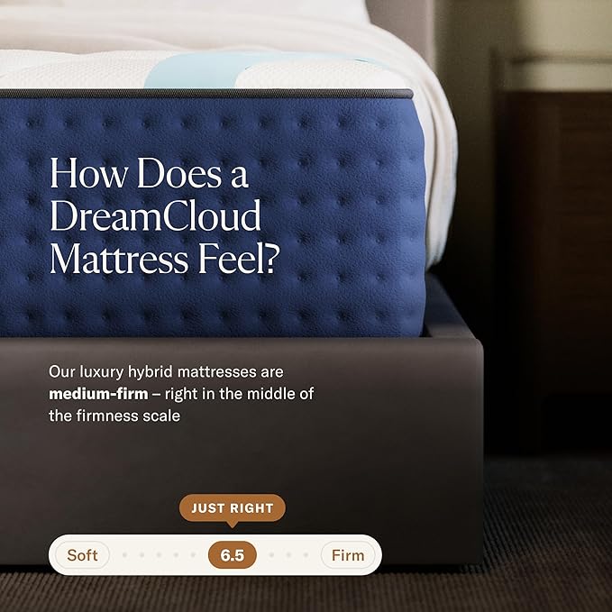 DreamCloud Premier 13" Queen Mattress - Luxury Hybrid Memory Foam - 365 Night Trial - Premium Pressure-Relieving Layers - Forever Warranty - Mattress in a Box - CertiPUR-US Certified