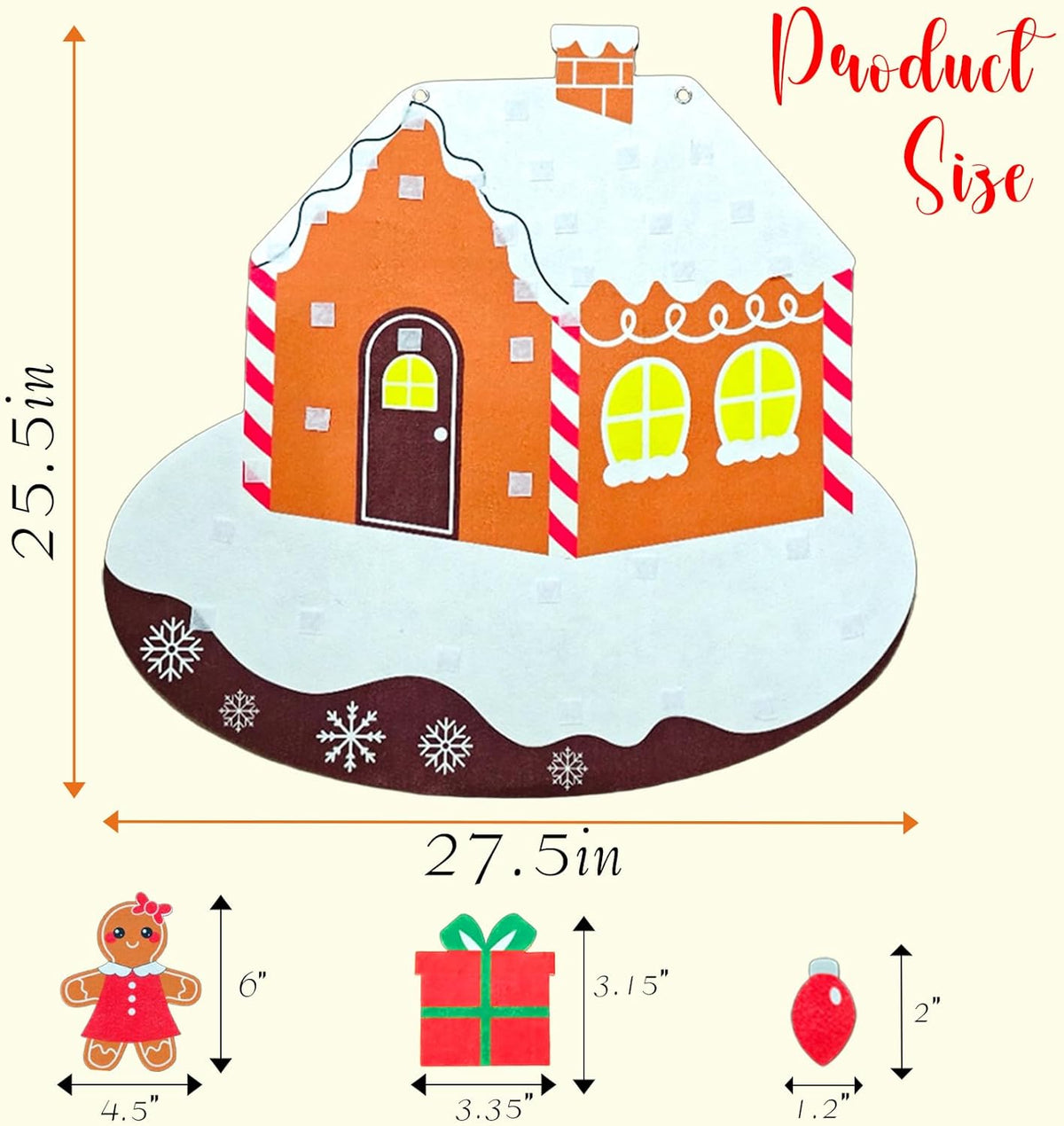 Felt Gingerbread House with Detachable Felt Christmas Ornaments, Festive Gingerbread Man Woman Story Board for Wall, DIY Montessori Activities for Little One Craft Kit Xmas Decor Party Favor