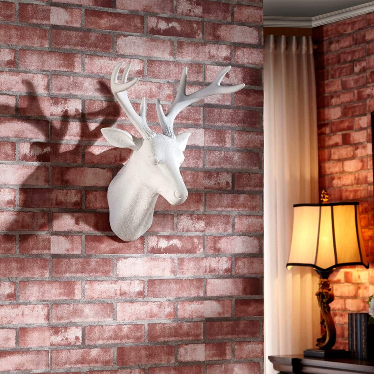 Notakia White Deer Head Wall Decor Deer Antlers Wall Sculpture Faux Taxidermy Wall Animal Head 19.69 x 11.81 x 15.75 inches (White Deer)