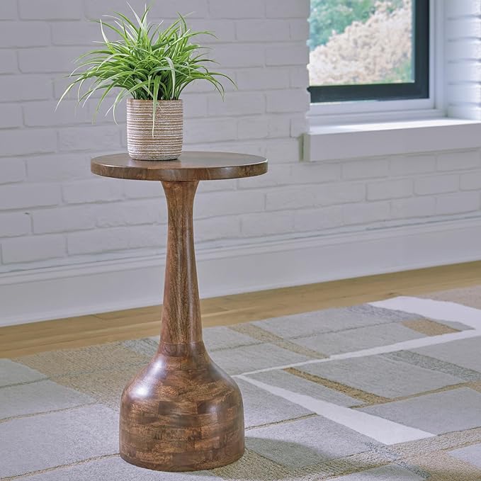 Signature Design by Ashley Joville Casual Turned-Design Accent Table, Light Brown