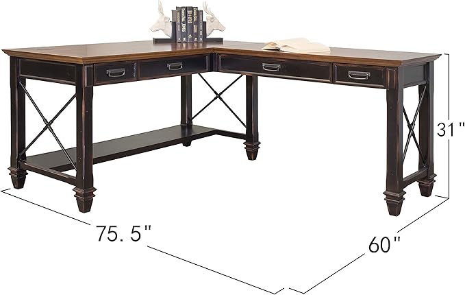 Martin Furniture Hartford Open L-Shaped Desk, Brown