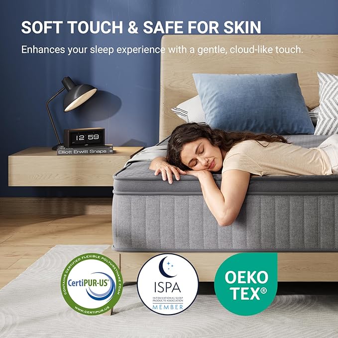 Avenco 10 Inch Full Size Mattress, Hybrid Mattress with Smarts Coil™ Pocket Springs for Targeted Support and NanoGel™ Memory Foam for Cool Night Sleep & Motion Isolation, CertiPUR-US Certified