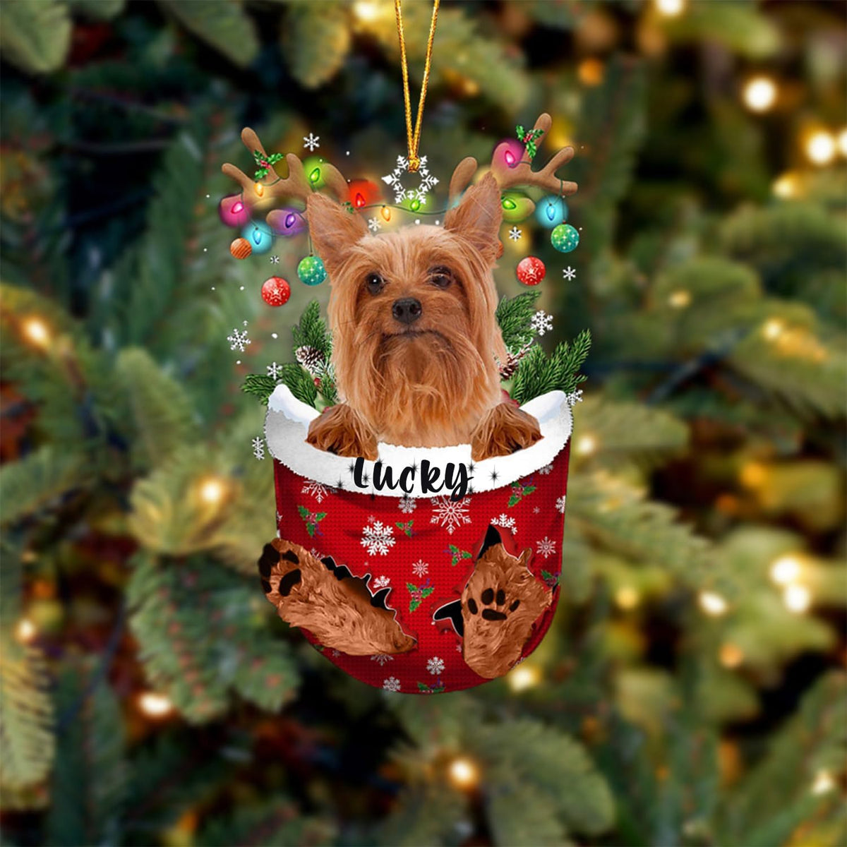 Silky Terrier Christmas Ornament - Pocket Dog Lovers Gift Idea, Xmas Tree Decor