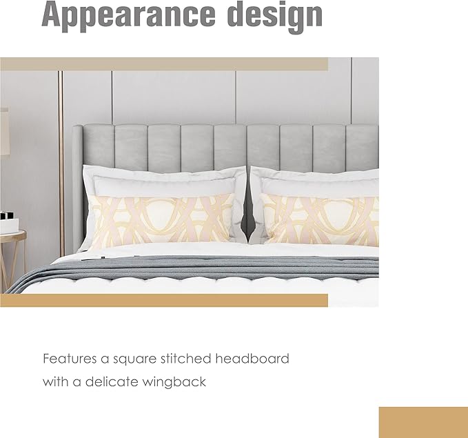 AGARTT Upholstered Platform Bed Frame King Size with Headboard and Footboard/Wooden Slats Support/No Box Spring Needed/Easy Assembly,Light Grey Linen