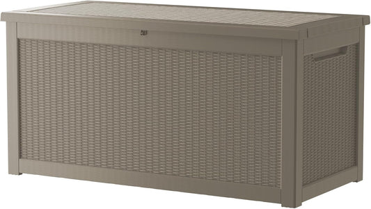 320 Gallon Outdoor Storage Box Waterproof Lockable Resin Deck Box Large, Patio Storage Bin for Pool Accessories Cushion Furniture, Garden Tools, UV-Resistant Outside Delivery Grey