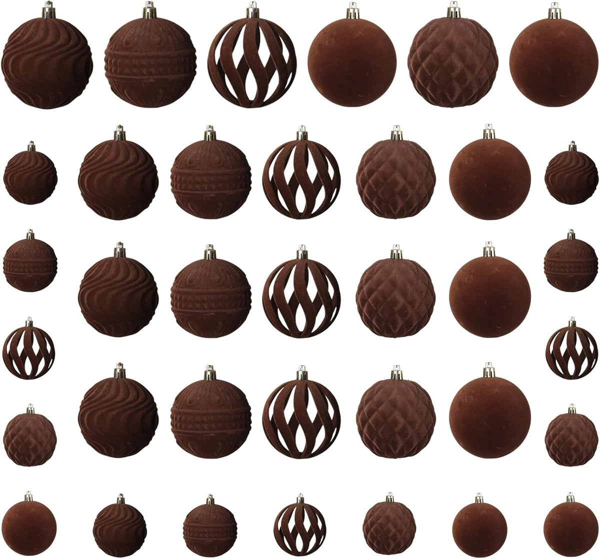 36pcs Velvet Ornaments for Christmas Trees, Flocked Christmas Balls Sets Assortment for Xmas Tree Holiday Decor