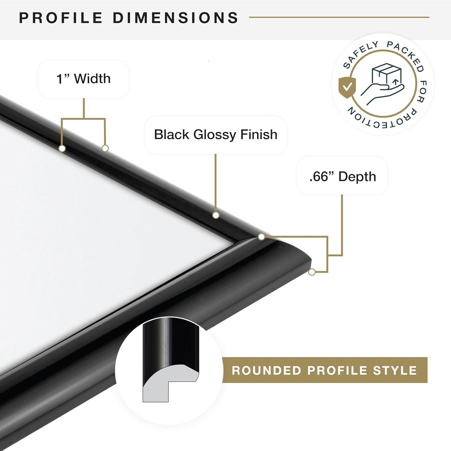 MCS Trendsetter 18x24 Poster Frame Black High-Gloss, Vertical & Horizontal Wall Hanging Large Picture Frame for Photos, Posters & Art Prints (2-Pack)