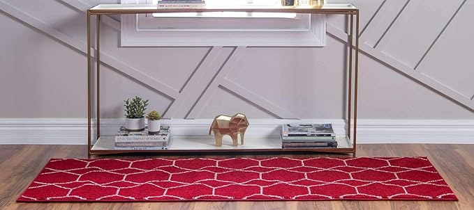Unique Loom Trellis Frieze Collection Area Rug - Geometric (2' x 6' 1" Runner, Red/ Ivory)
