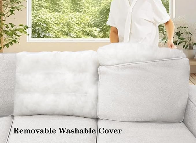 Legend Vansen Modular Sectional Sofa U Shaped Couch with Ottoman Modern Reversible Corner Sectional Couch for Living Room (Cream, U Shaped Sofa-5)