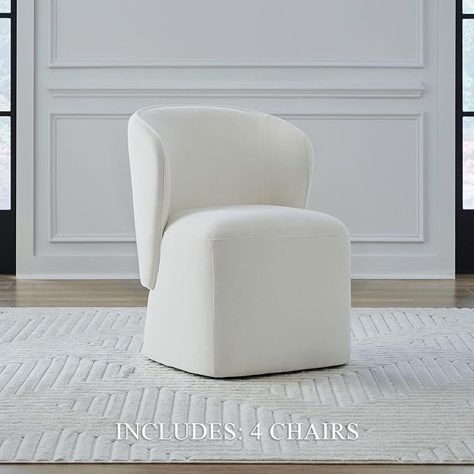 Liberty Furniture Accent Dining Chairs with Castors - Rounded Arm - Ivory Upholstry - Set of Four