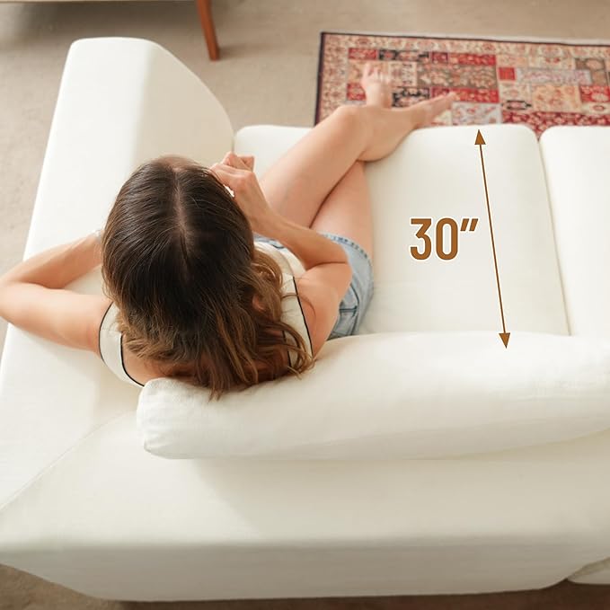 144" Cloud Sectional Couches for Living Room, Convertible U-Shape Couch with Ottoman, 6 Seater Modular Sectional Sofa,Beige Chenille