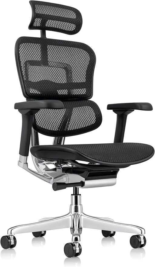 Ergohuman Eurotech ME7ERG GEN2 High Back Mesh Office Chair with Tilt Tension Control, Tilt Lock, Back Angle, Back Height, Synchro Tilt, Seat Height, Seat Depth, and Arm Height Adjustments, Black