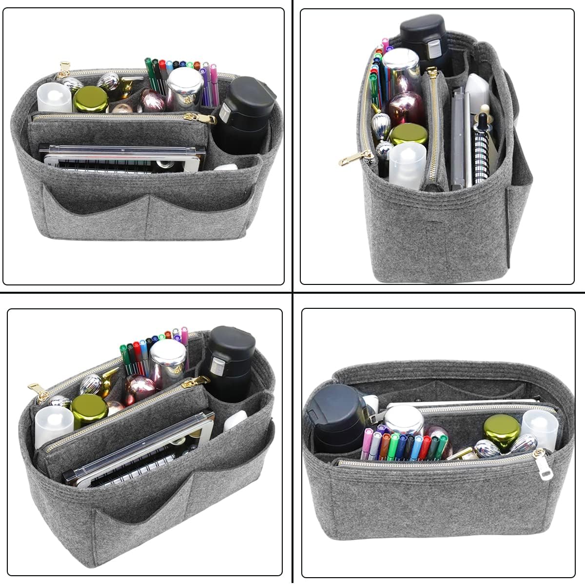 LEXSION Felt Purse Bag Organizer Insert with zipper Bag Tote Shaper Fit Speedy Neverful PM MM