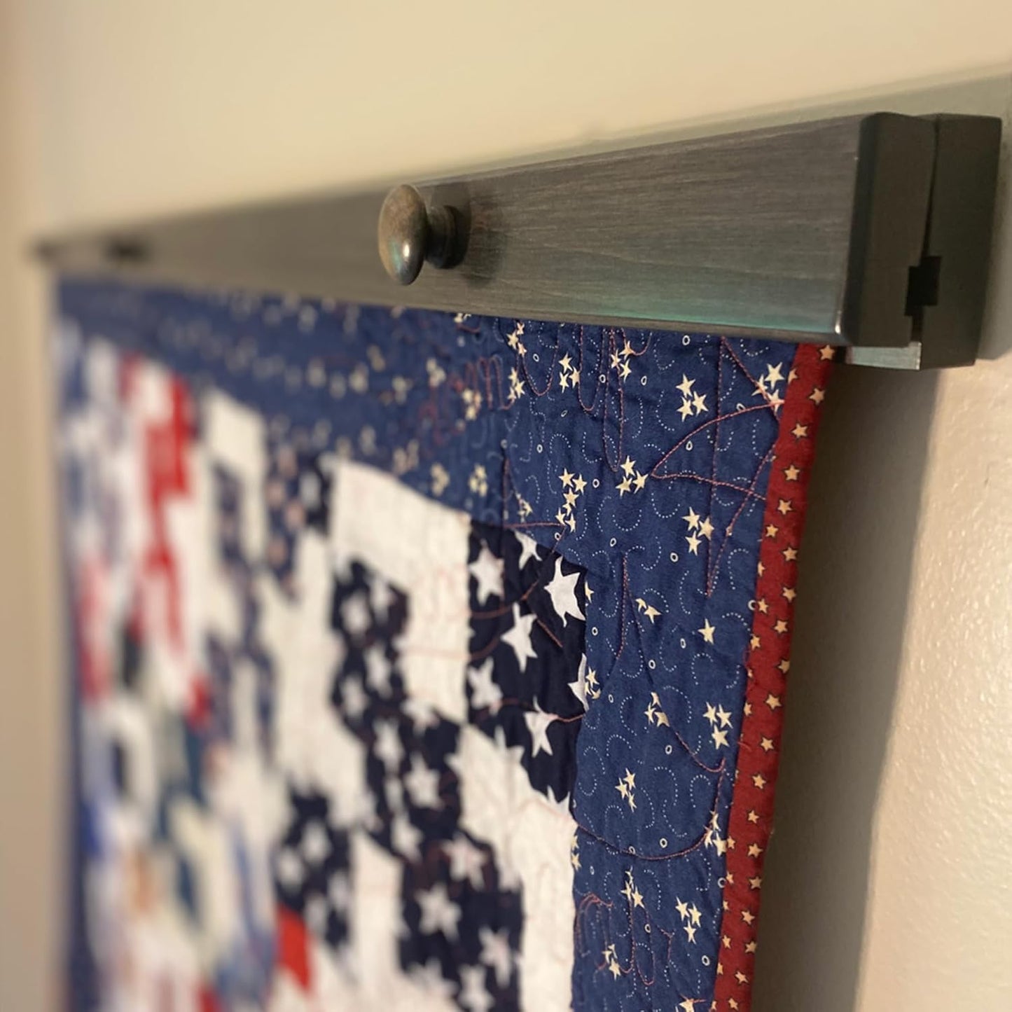 RRD Quilt Hanger for Wall for Display (54") Amish Made Wooden Quilt Rack Wall Mount - Rustic Tapestry Quilt Wall Hangers (Maple Wood, Antique Slate Stain, 54")