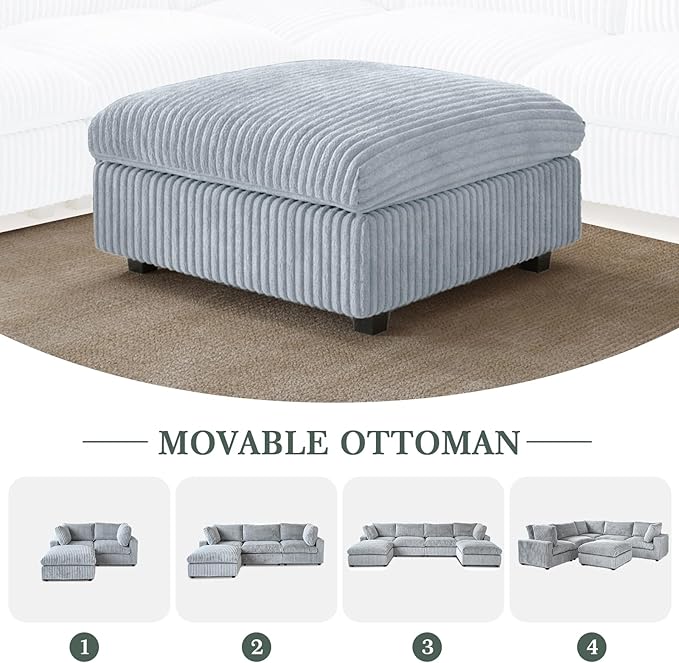 Cloud Modular Sectional Sofa, 8 Seater Oversized Sectional Couch, 157.4" U-Shaped Convertible Couches with 2 Ottomans, Deep Couches for Living Room, Washable & Replaceable Covers, Gray