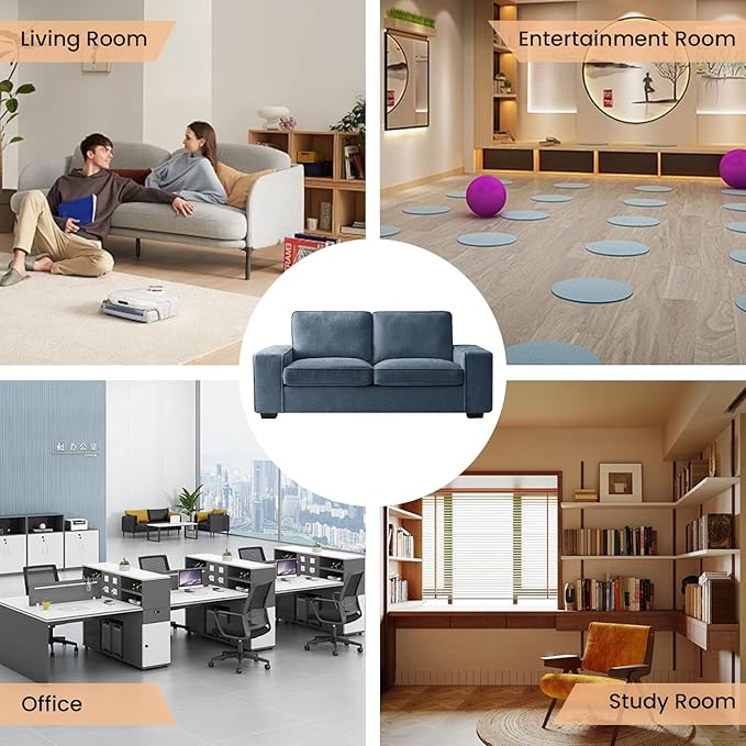 RISAR 71.25" Modern Loveseat Sofa for Living Room, Chenille Couch with Removable Cover & Spring Cushions, Solid Wood Frame, Easy Assembly for Small Spaces (Blue)