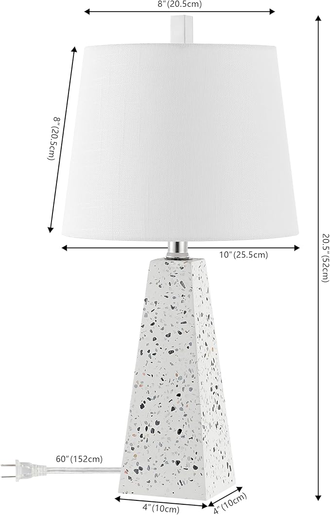 JONATHAN Y JYL1037B-SET2 Owen 20.5" Resin LED Table Lamp Contemporary, Office, Living Room, Family Room, Dining Room, Bedroom, Hallway, Foyer, White Terrazzo (Set of 2)