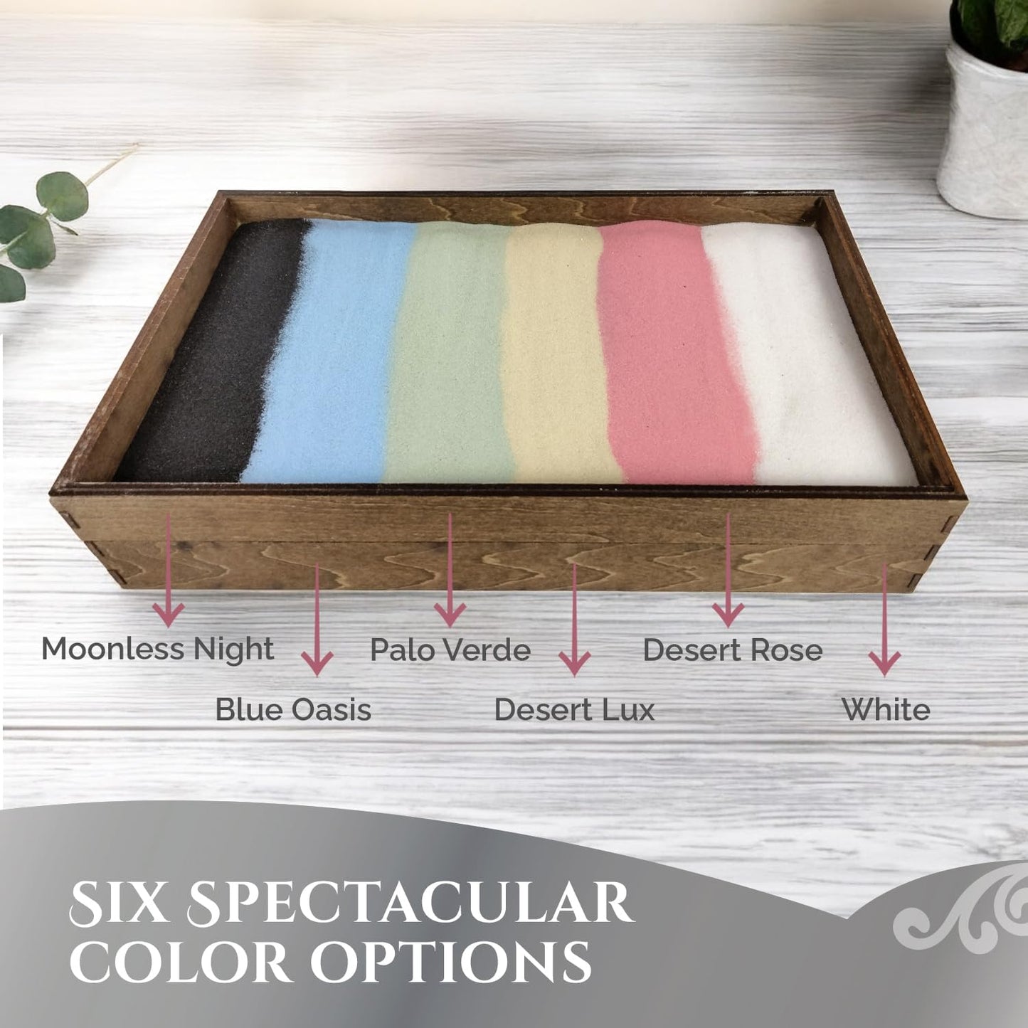 Wooden Stackable Zen Garden | White Sand with Rake & Accessories | Minimalist Decor Gift for Relaxation