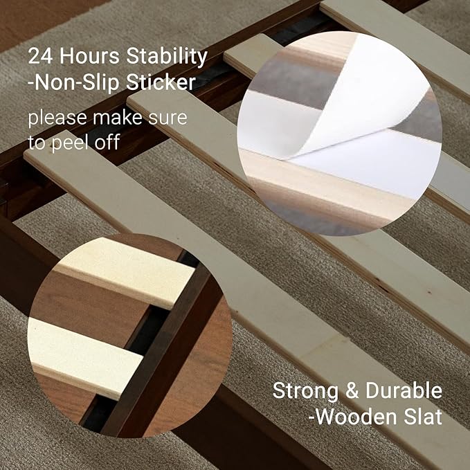 LIFEMENT Classic Wood Platform Bed Frame, Essential, Noise Free, Under Bed Storage, No Box Spring Needed, Easy Assembly (Walnut, Queen (U.S. Standard))