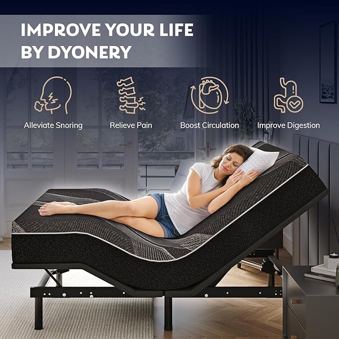Twin XL Adjustable Bed Base Frame with Wireless Remote + 10 Inch Twin XL Gel Memory Foam Mattress Bed in a Box, Head and Foot Incline, Zero Gravity, Fiberglass Free, 80" × 38"