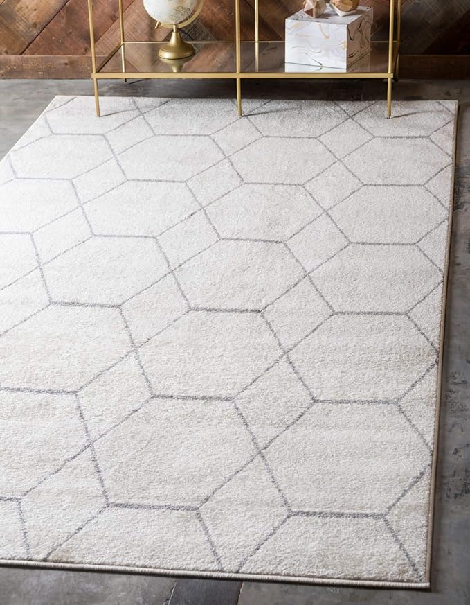 Unique Loom Trellis Frieze Collection Area Rug - Geometric (9' x 12' 2", Ivory/ Gray)