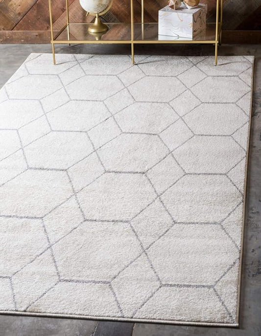Unique Loom Trellis Frieze Collection Area Rug - Geometric (9' x 12' 2", Ivory/ Gray)