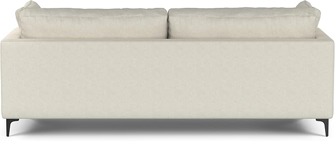 SIMPLIHOME Ava Sofa and Ottoman in 100% Recycled Polyester Performance Fabric, Cream, 90-inch-wide 3-Seater Couch and Matching 36-inch-wide Table Ottoman for Living Room, 2-Piece Set
