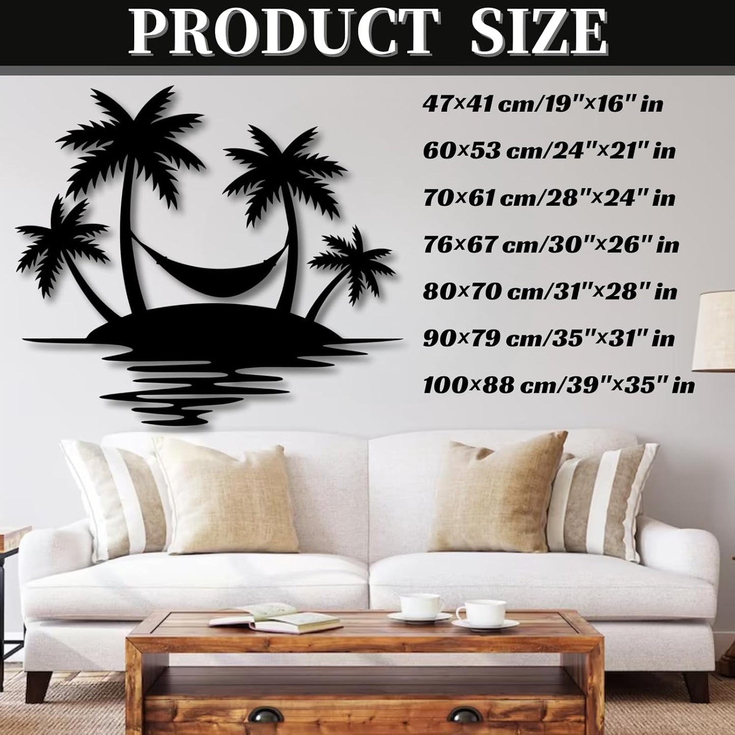 Palm Tree Metal Wall Decor,Palm Tree Outdoor Wall Art,Tropical Palm Tree Wall Decorations for Living Room,Outdoor Wall Decorations for House(28"×24",White)