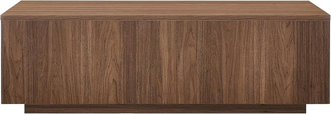 Henn&Hart 48" Rectangular Low-Profile Wood Coffee Table for Living Room, Family Room, or Office, Satin Walnut
