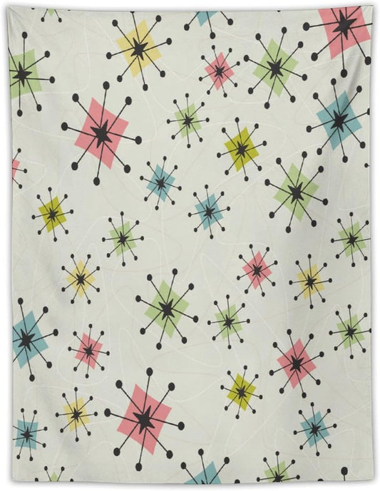 ICMOLYYENLO Abstract Cat Tapestry, Medieval Abstract Atomic Star Cat Vintage Home Wall Hanging Art Tapestry for Bedroom Living Room Dormitory 50x60 Inch