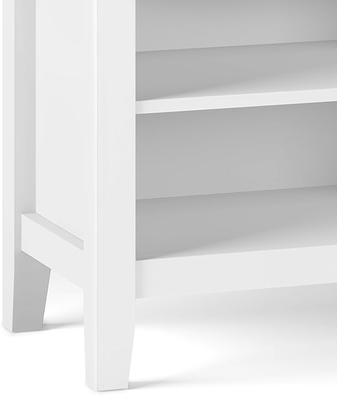 SIMPLIHOME Artisan Bedside Table - 24 inch Wide Solid Wood Nightstand Table in White, Contemporary Bedroom Side or End Table with 1 Drawer, Open Shelf Storage and Bronze Knobs