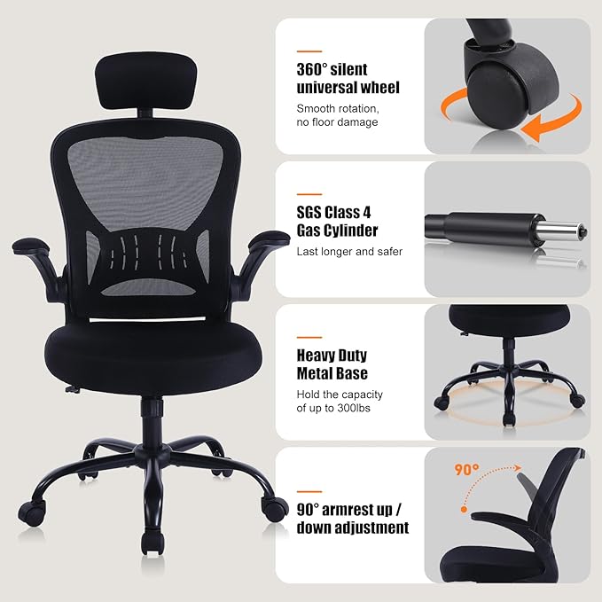 2 Pack Office Chair Ergonomic Desk Chair Comfort Adjustable Height with Wheels，Lumbar Support Mesh Swivel Computer Home Office Chair,Conference Room Chairs