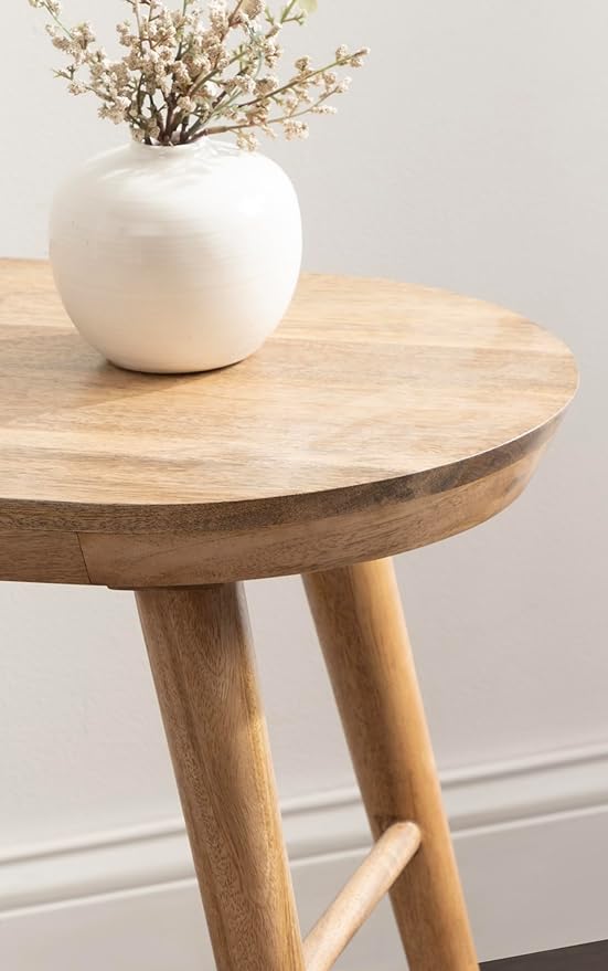 Kate and Laurel Conan Modern Oval Mango Wood Side Table, 22 x 14 x 22, Natural Wood, Mid-Century Capsule End Table with Tapered Dowel Legs for Use as Bedroom Nightstand or Indoor Plant Stand