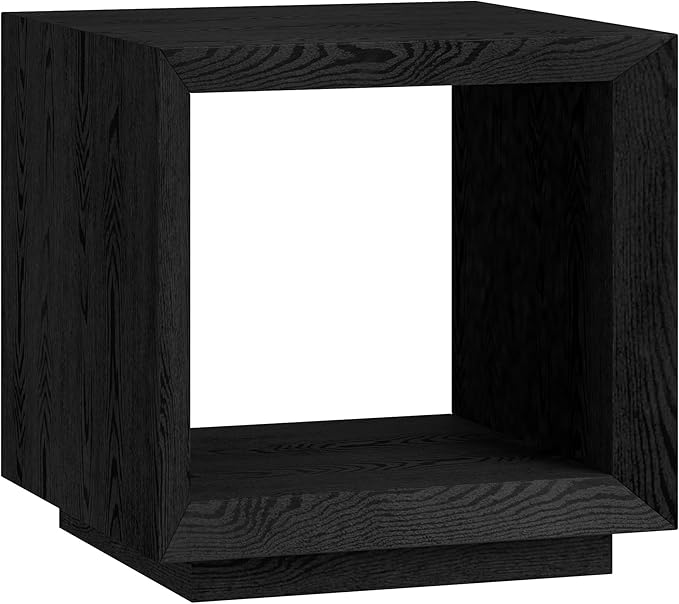 Henn&Hart 22" Modern Square Wooden End Table, Side Table, Nightstand with Open Display Shelf for Living Room, Office, Family Room, or Bedroom, Black Grain