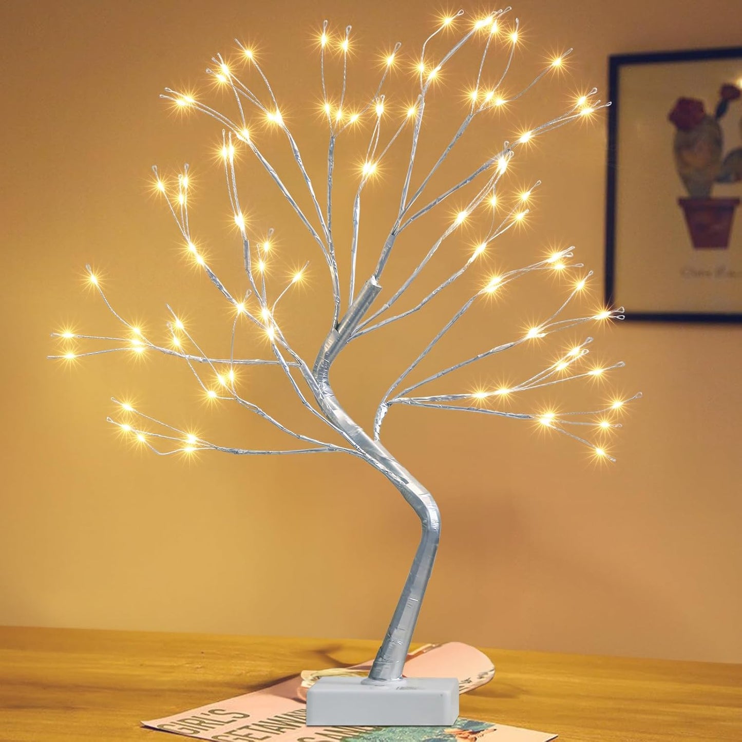 EAMBRITE Fairy Light Spirit Tree, 108 Led Lighted Birch Tree, 8 Modes Lighted Trees for Decoration Inside, USB & Battery Christmas Tree for Home Bedroom Desktop Indoor Xmas Decorations (Sliver)